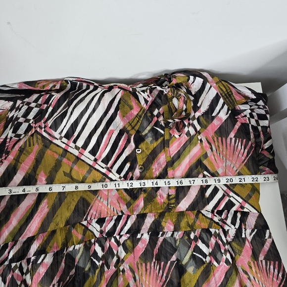 Marie Oliver Venus Caftan Silk Blend Maxi Dress Zebrawood Print XL Long Sleeve - Picture 11 of 16